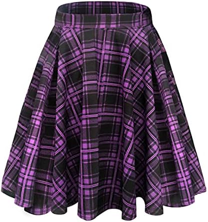 Basic Midi Skirt Versatile Stretchy Flared Casual High Waisted Skirt, Print #10 Long