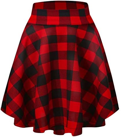 Basic Midi Skirt Versatile Stretchy Flared Casual High Waisted Skirt, Print #11 Long