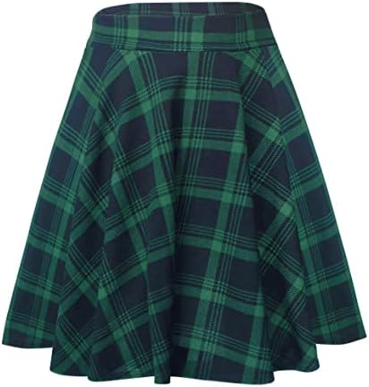 Basic Midi Skirt Versatile Stretchy Flared Casual High Waisted Skirt, Print #13 Long