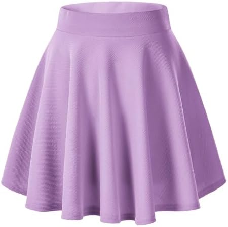 Basic Versatile Stretchy Flared Casual Mini Skater Skirt, Lilac