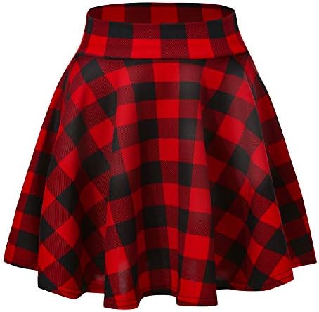 Basic Versatile Stretchy Flared Casual Mini Skater Skirt, Print #13