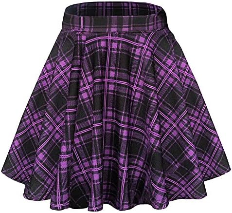 Basic Versatile Stretchy Flared Casual Mini Skater Skirt, Print #16