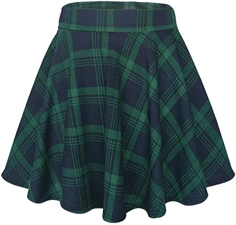Basic Versatile Stretchy Flared Casual Mini Skater Skirt, Print #18