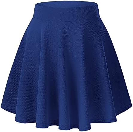 Basic Versatile Stretchy Flared Casual Mini Skater Skirt, Royal Blue