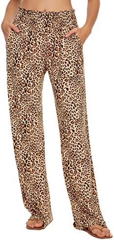 Boho Palazzo Pants Wide Leg Beach Pants High Waisted Lounge Pants with Pockets, Print #13