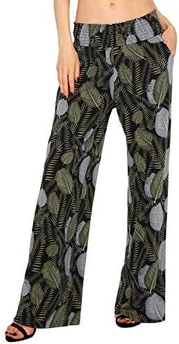 Boho Palazzo Pants Wide Leg Beach Pants High Waisted Lounge Pants with Pockets, Print #2