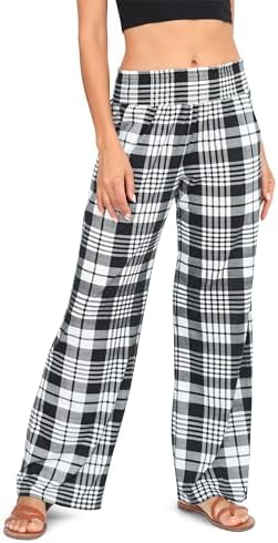 Boho Palazzo Pants Wide Leg Beach Pants High Waisted Lounge Pants with Pockets, Print #32