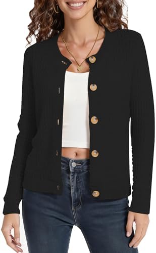 Cable Knit Cardigan Sweater Soft Long Sleeve Button Down Sweaters