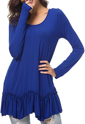 Casual T-Shirt Solid Long Sleeve Tunic Tops, Royal Blue