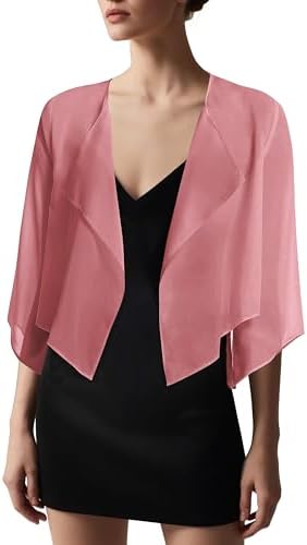Chiffon Bolero Shrug, 3/4 Sleeve Dress Cover Up
