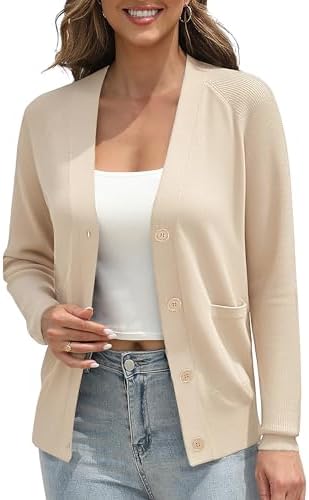 Classic Open Front Cardigan Sweaters Long Sleeve Button Down Knit Sweater