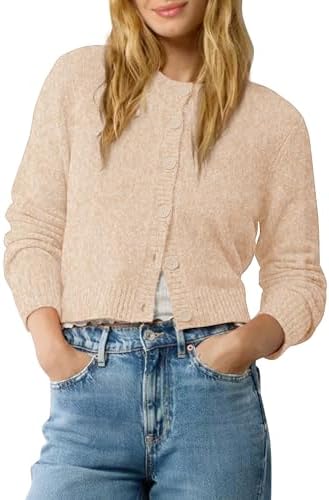 Cropped Cardigan Sweater Lightweight Long Sleeve Y2K Fall Spring Jacket Clothes 2026, Nude Khaki