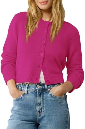 Cropped Cardigan Sweater Lightweight Long Sleeve Y2K Fall Spring Jacket Clothes 2026, Rose