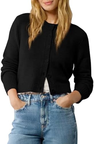 Cropped Cardigan Sweater Lightweight Long Sleeve Y2K Fall Spring Jacket Clothes 2026