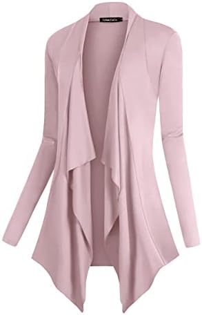Drape Front Open Cardigan Long Sleeve Irregular Hem, Lavender