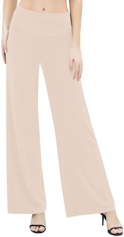 Dress Pants Solid Wide Leg Casual Sport Trousers Straight Leg High Waist Stretch Pants, Silver Mink