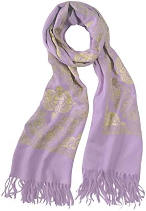 Embroidered Oversize Tassel Shawl Scarf, Print #2 Lavender