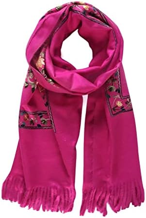 Embroidered Tassel Long Shawl Oversize Scarf Wraps for Women, Print #1 Rose