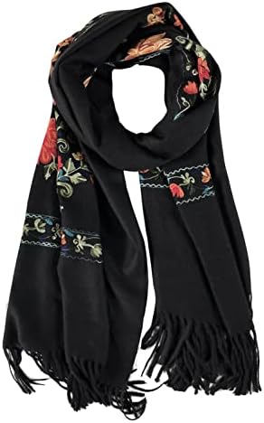 Embroidered Tassel Long Shawl Oversize Scarf Wraps for Women