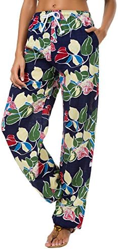 Floral Print Boho Pants Harem Pants Jogger Pants, Print #12