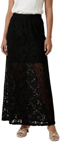 Flowy A-Line Maxi Skirt Elegant Elastic Waisted Lace Skirts for Summer Beach