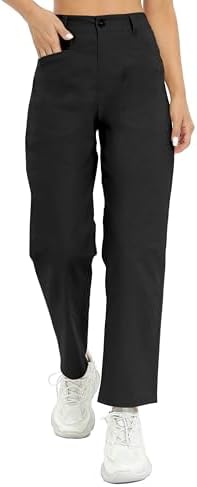 High Waist Relaxed Fit Work Pants Casual Hiking Pants with Pockets, Black