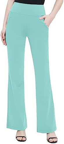 High Waist Stretchy Bootcut Yoga Pants Casual Flare Leggings Workout Bootleg Pants, Light Blue