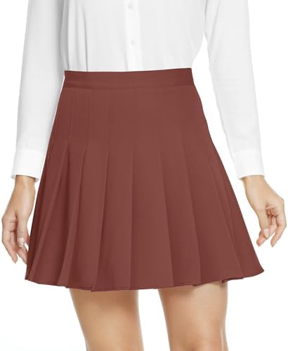 High Waisted Pleated Uniform Mini Skirt Caramel, Caramel