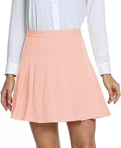 High Waisted Pleated Uniform Mini Skirt, Pink