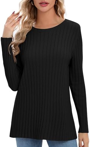 Lightweight Crewneck Pullover Sweaters Long Sleeve Fall Knitted Sweater Tops