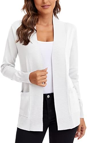 Lightweight Open Front Knit Cardigan Sweater with Pockets