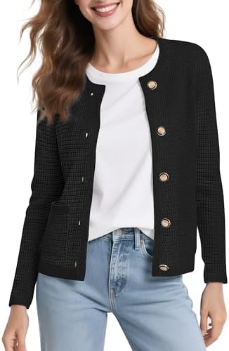 Long Sleeve Crew Neck Cardigan Sweater Button Down Knitted Sweaters for Women 2026