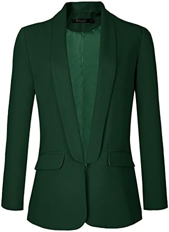 Office Blazer Jacket Open Front, Dark Green