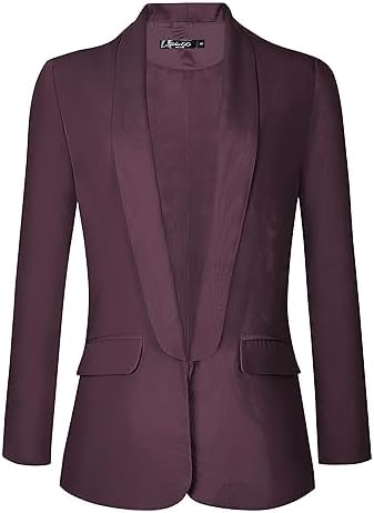 Office Blazer Jacket Open Front, Grape Wine