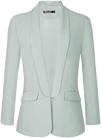 Office Blazer Jacket Open Front, Light Grey