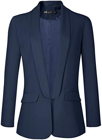 Office Blazer Jacket Open Front, Navy Blue