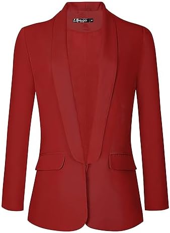 Office Blazer Jacket Open Front, Red