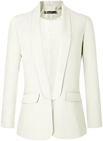 Office Blazer Jacket Open Front Womens Blazers for Work Professional, White