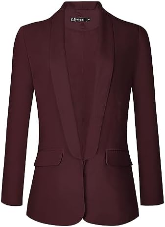 Office Blazer Jacket Open Front Womens Blazers for Work Professional, Wine Red