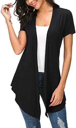 Open Front Short Sleeve Cardigans for Women Lightweight Summer Drape Cardigan Vest
