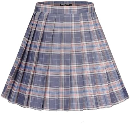 Plaid Pleated Mini Uniform Skirt with Zipper, Print #10
