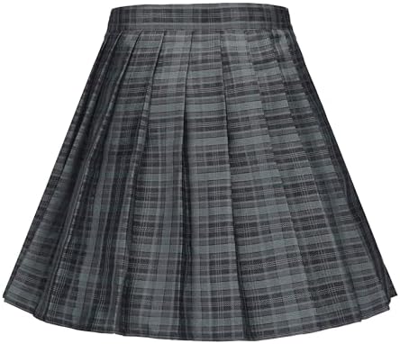 Plaid Pleated Mini Uniform Skirt with Zipper, Print #11