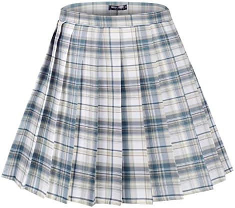 Plaid Pleated Mini Uniform Skirt with Zipper, Print #4