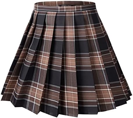 Plaid Pleated Mini Uniform Skirt with Zipper, Print #7