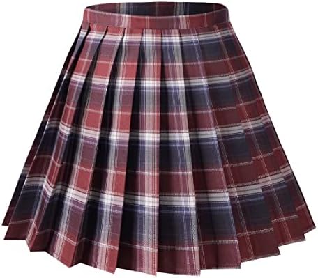 Plaid Pleated Mini Uniform Skirt with Zipper, Print #8