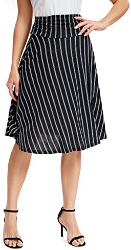 Ruched Waist Stretchy Flared Yoga Skirt High Waist Midi Skirt for Women, Print #13