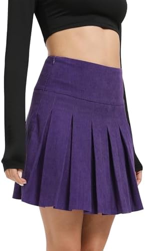 School Uniform Pleated Skirt with Shorts High Waisted Basic Solid Mini Skirts