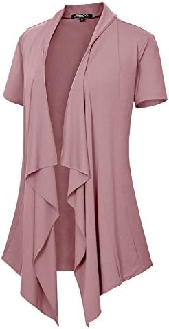 Short Sleeve Draped Open Front Cardigan Lightweight Summer Vest for Women Lavender, Lavender