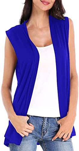 Sleeveless Cardigan Open Front Vest Lightweight Cool Coat, Royal Blue