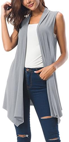 Sleeveless Cardigan Summer Open Front Vest Lightweight Cool Coat, Light Grey
